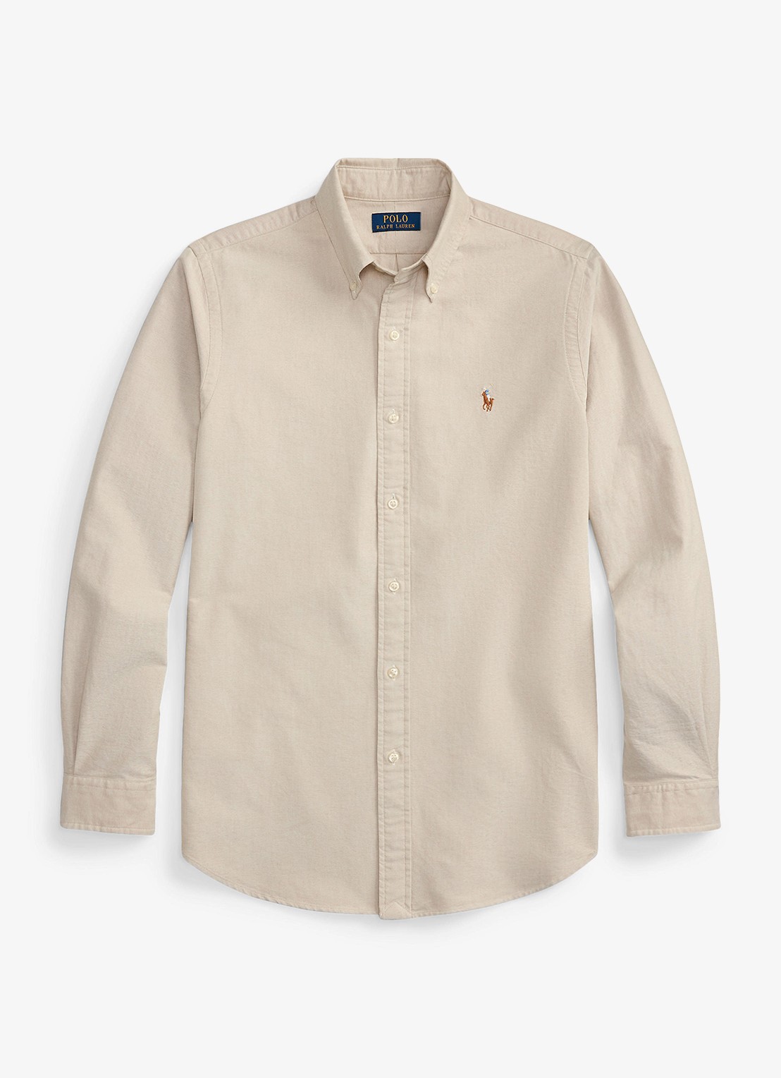 Ralph Lauren Custom fit Oxford overhemd - voorkant coastal beige / beige