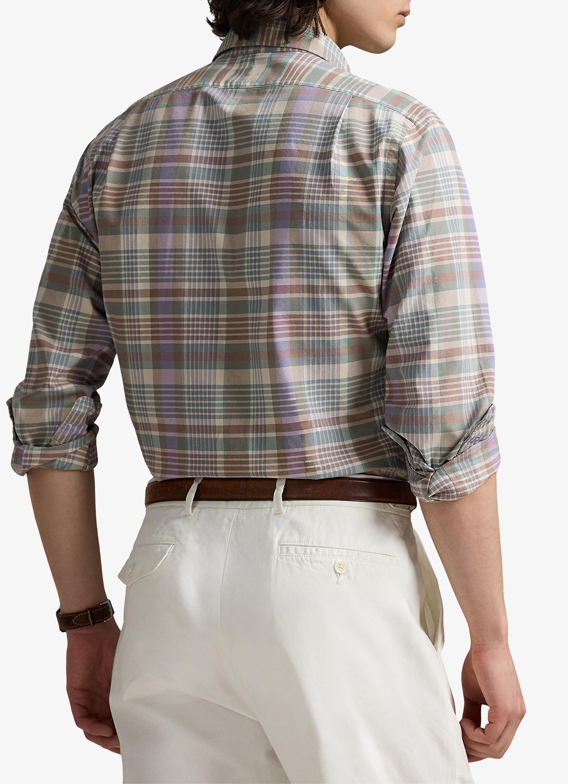 Ralph Lauren Custom fit tattersall Oxford overhemd met ruitdessin - achterkant 5 khaki