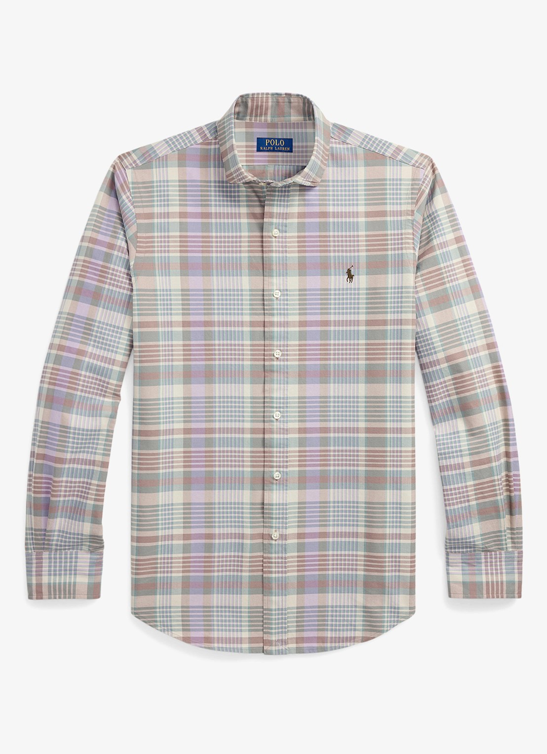 Ralph Lauren Custom fit tattersall Oxford overhemd met ruitdessin - voorkant 3 khaki