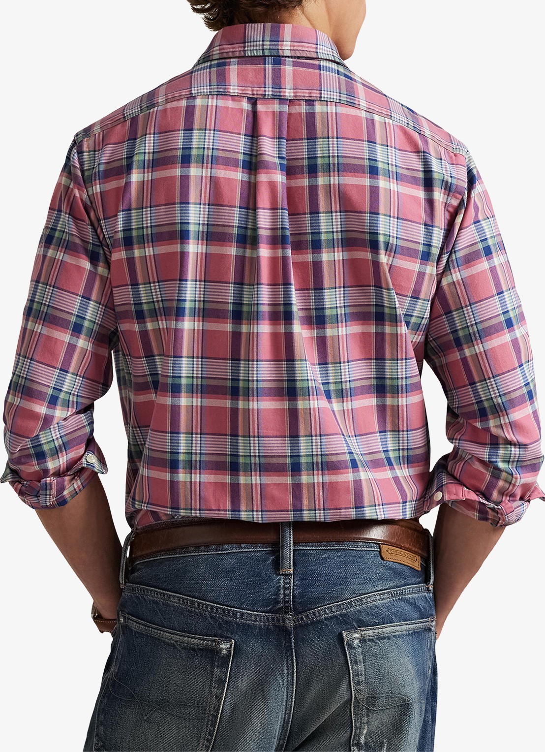Ralph Lauren Custom fit tattersall Oxford overhemd  - achterkant roze