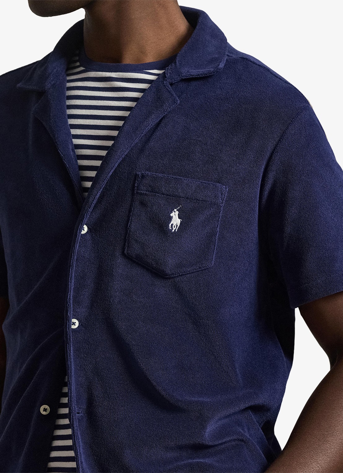 Ralph Lauren Custom slim fit overhemd met logoborduring - detail 2 donkerblauw