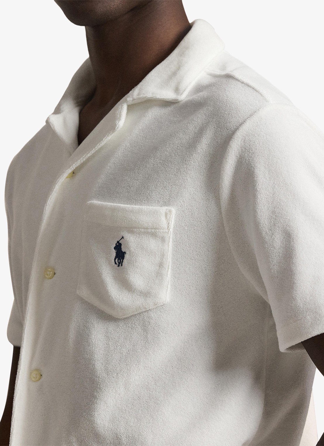 Ralph Lauren Custom slim fit overhemd met logoborduring - detail 2 white / wit