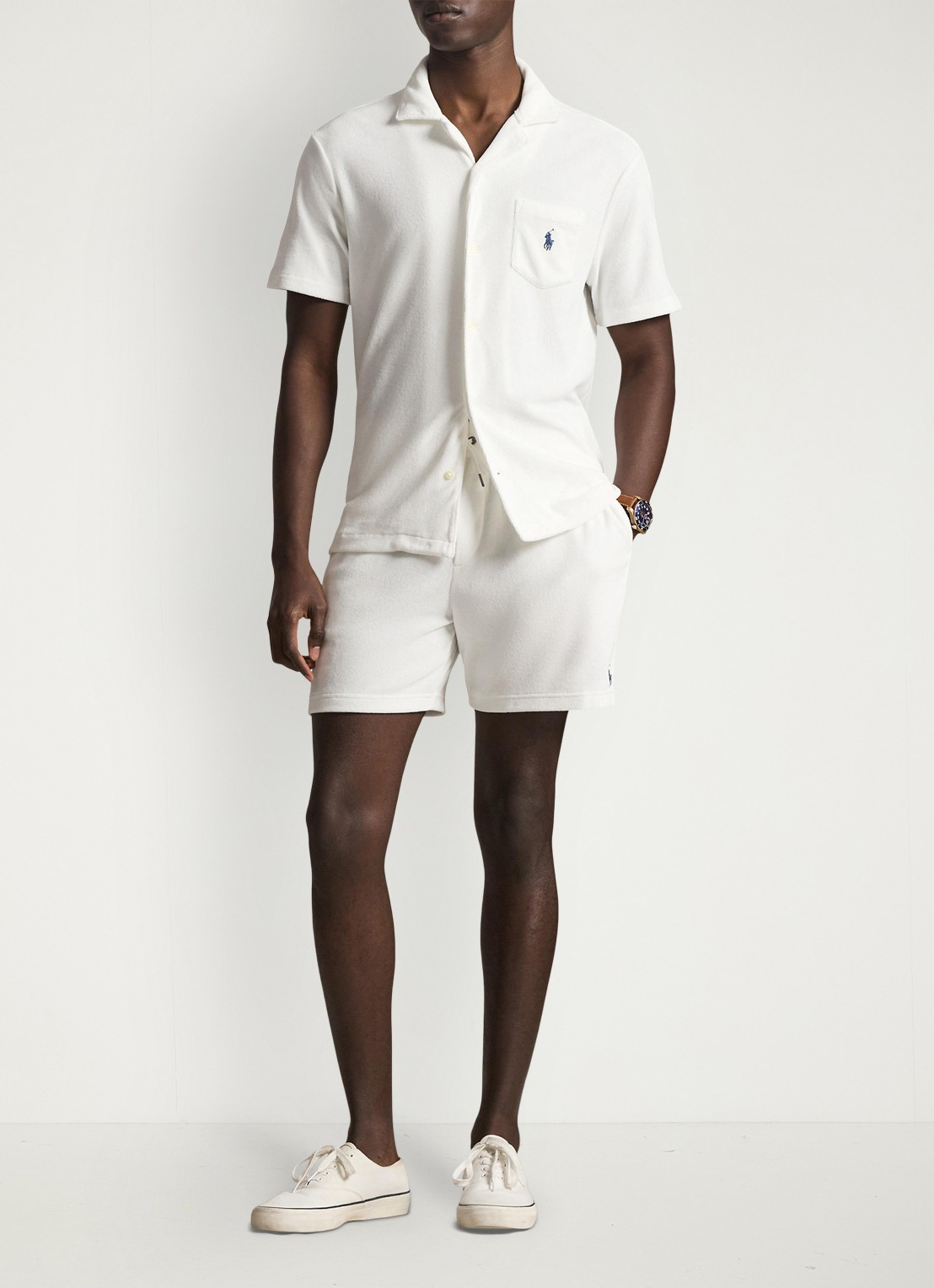 Ralph Lauren Custom slim fit overhemd met logoborduring - voorkant 5 white / wit