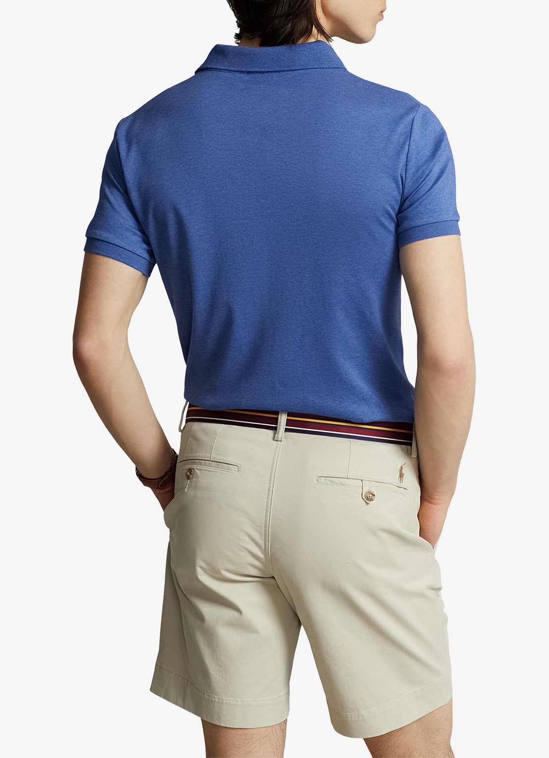 Ralph Lauren Custom slim fit polo met logo - achterkant 5 faded royal heather