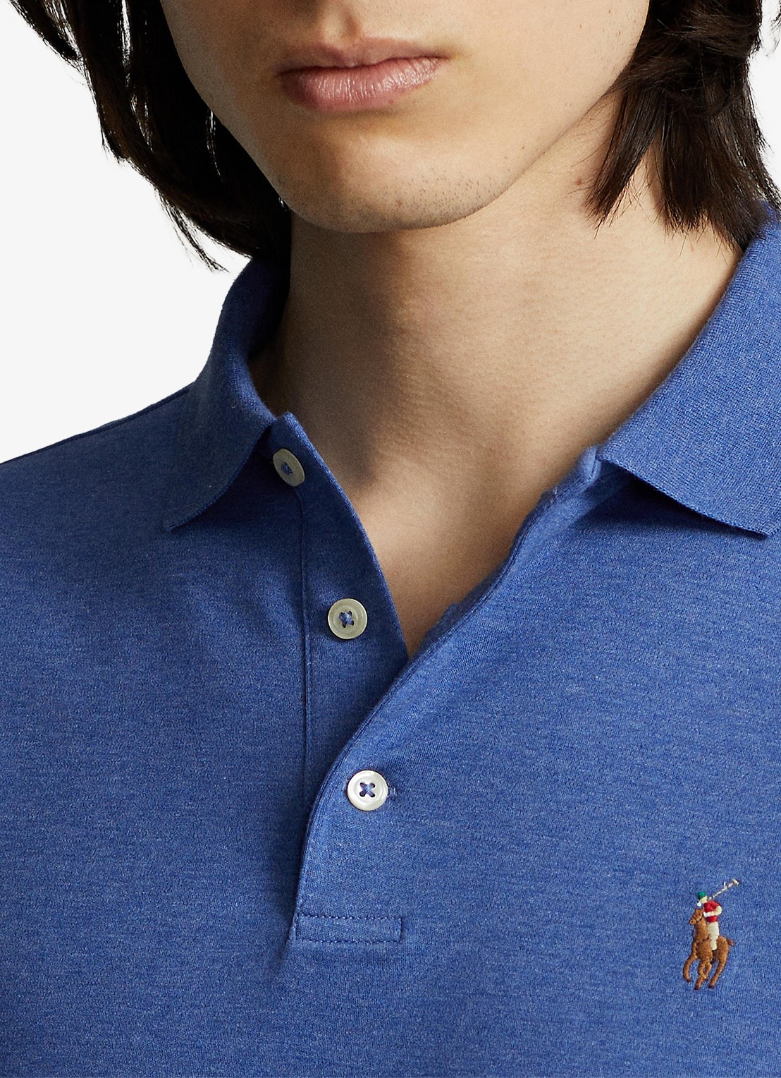 Ralph Lauren Custom slim fit polo met logo - detail 2 faded royal heather