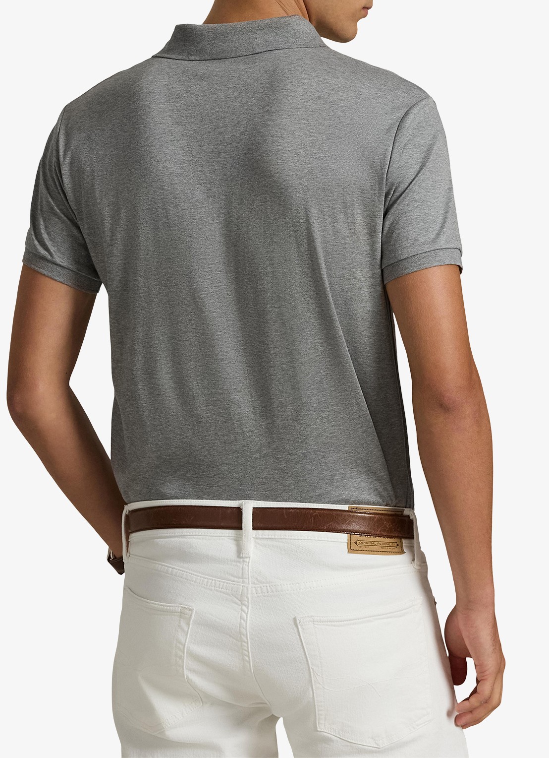 Ralph Lauren Custom slim fit polo met logo - achterkant 3 steel heather