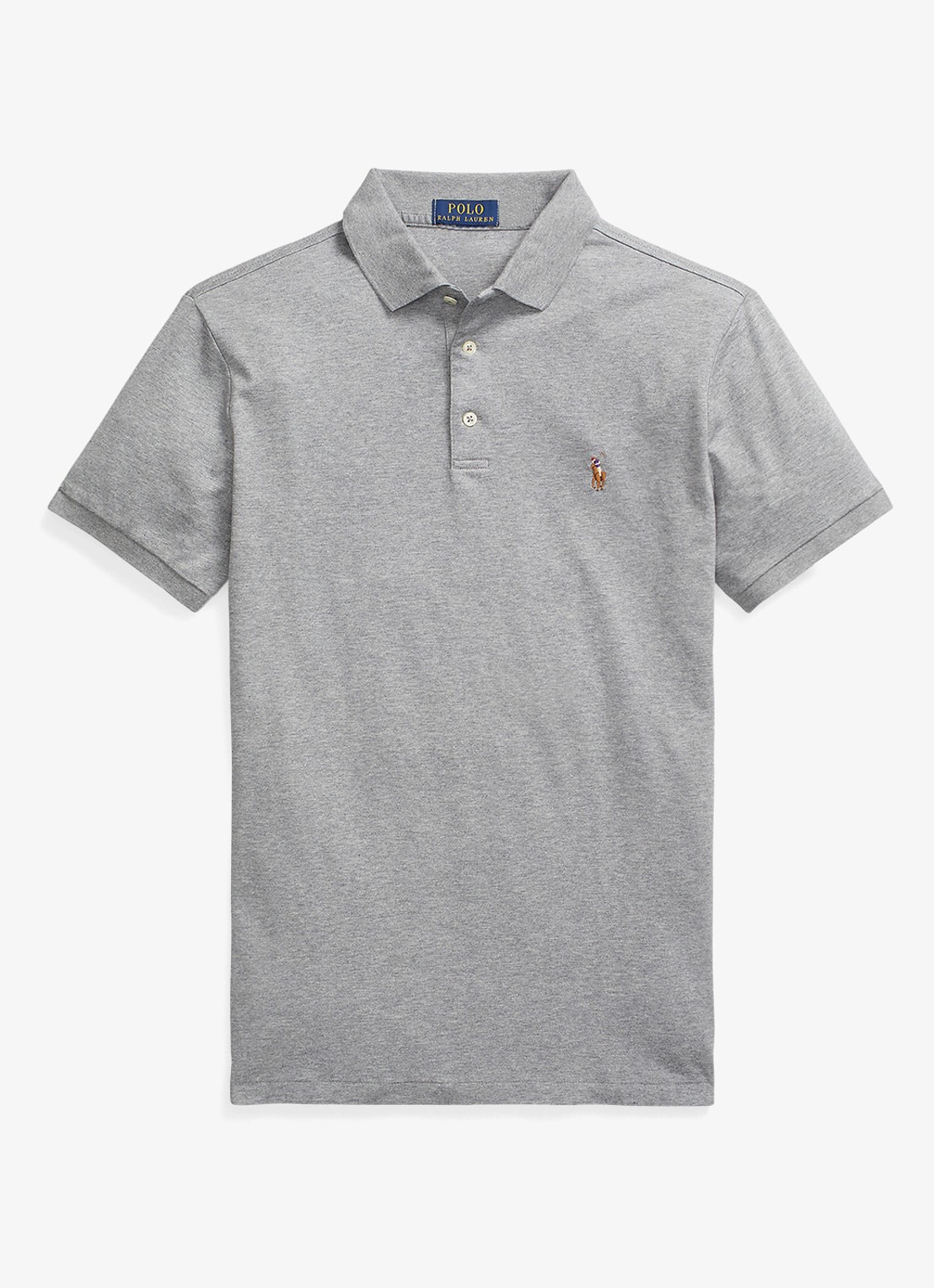 Ralph Lauren Custom slim fit polo met logo - voorkant steel heather