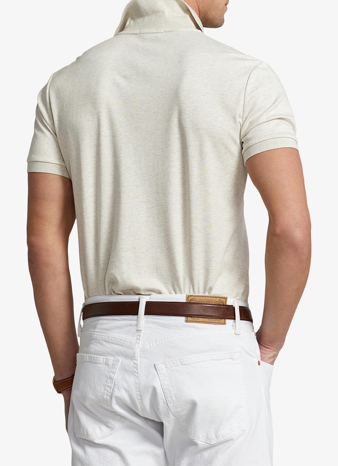 Ralph Lauren Custom slim fit polo met logo - achterkant 5 state heather / beige