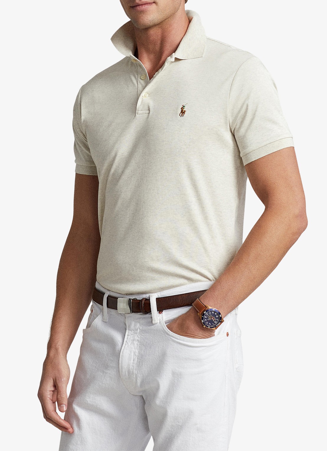 Ralph Lauren Custom slim fit polo met logo - detail 2 state heather / beige