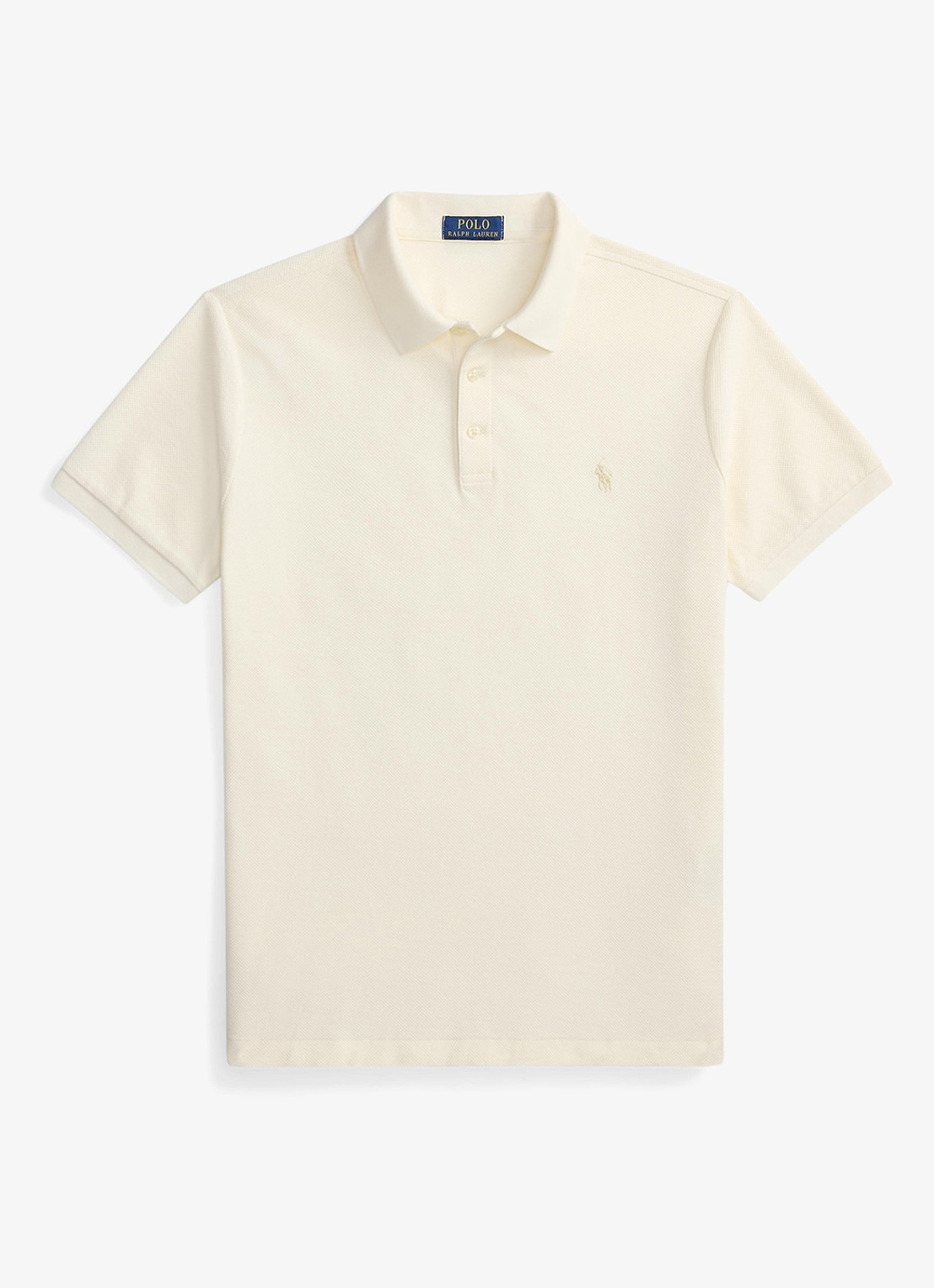 Ralph Lauren Custom slim fit polo met logo - voorkant pale cream / crème