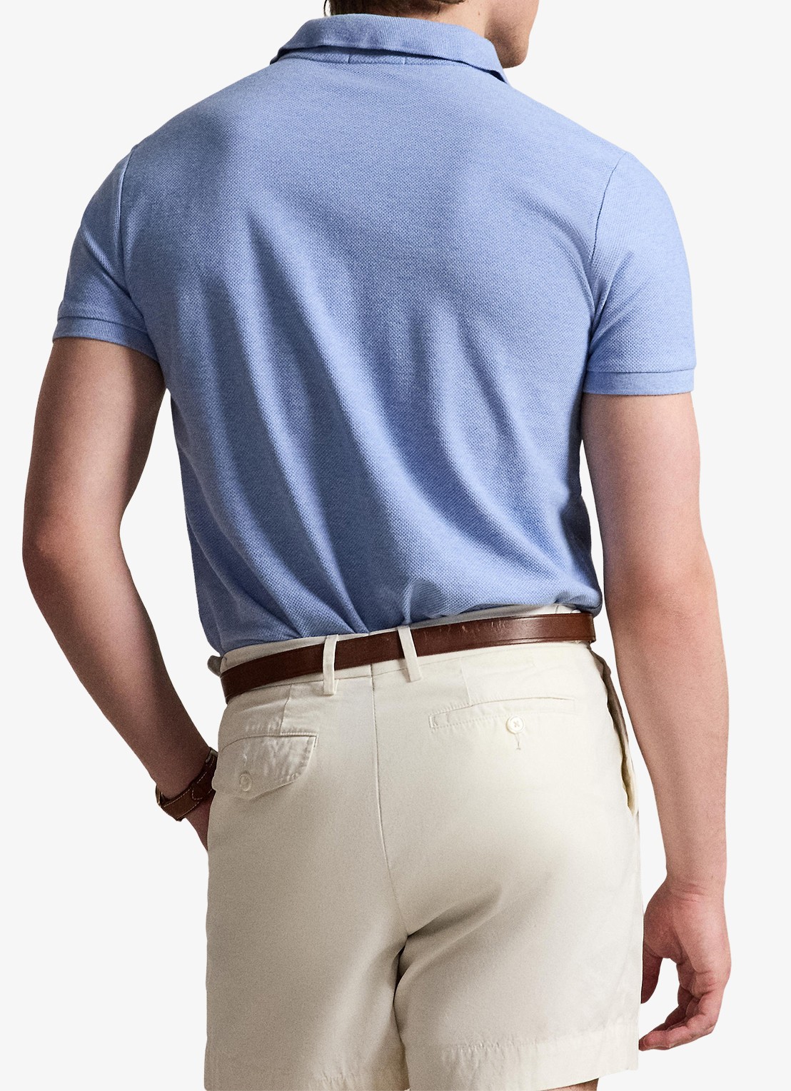 Ralph Lauren Custom slim fit polo met logo - achterkant isle heather / blauw