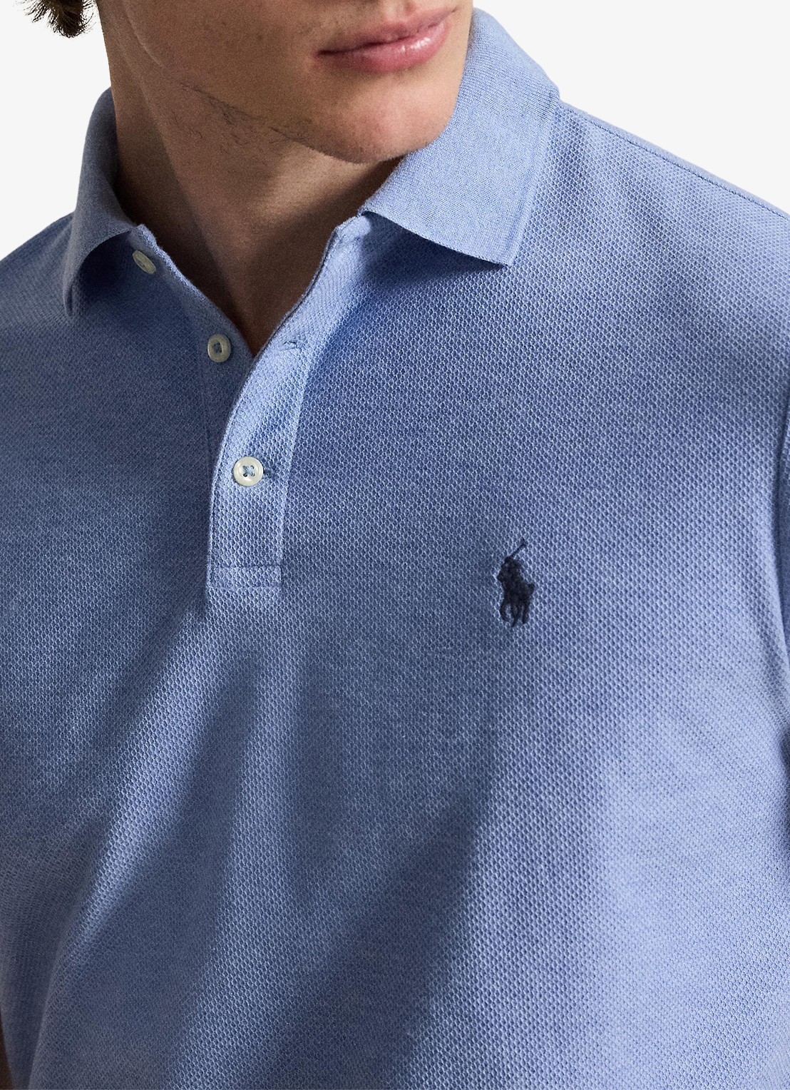 Ralph Lauren Custom slim fit polo met logo - detail 5 isle heather / blauw