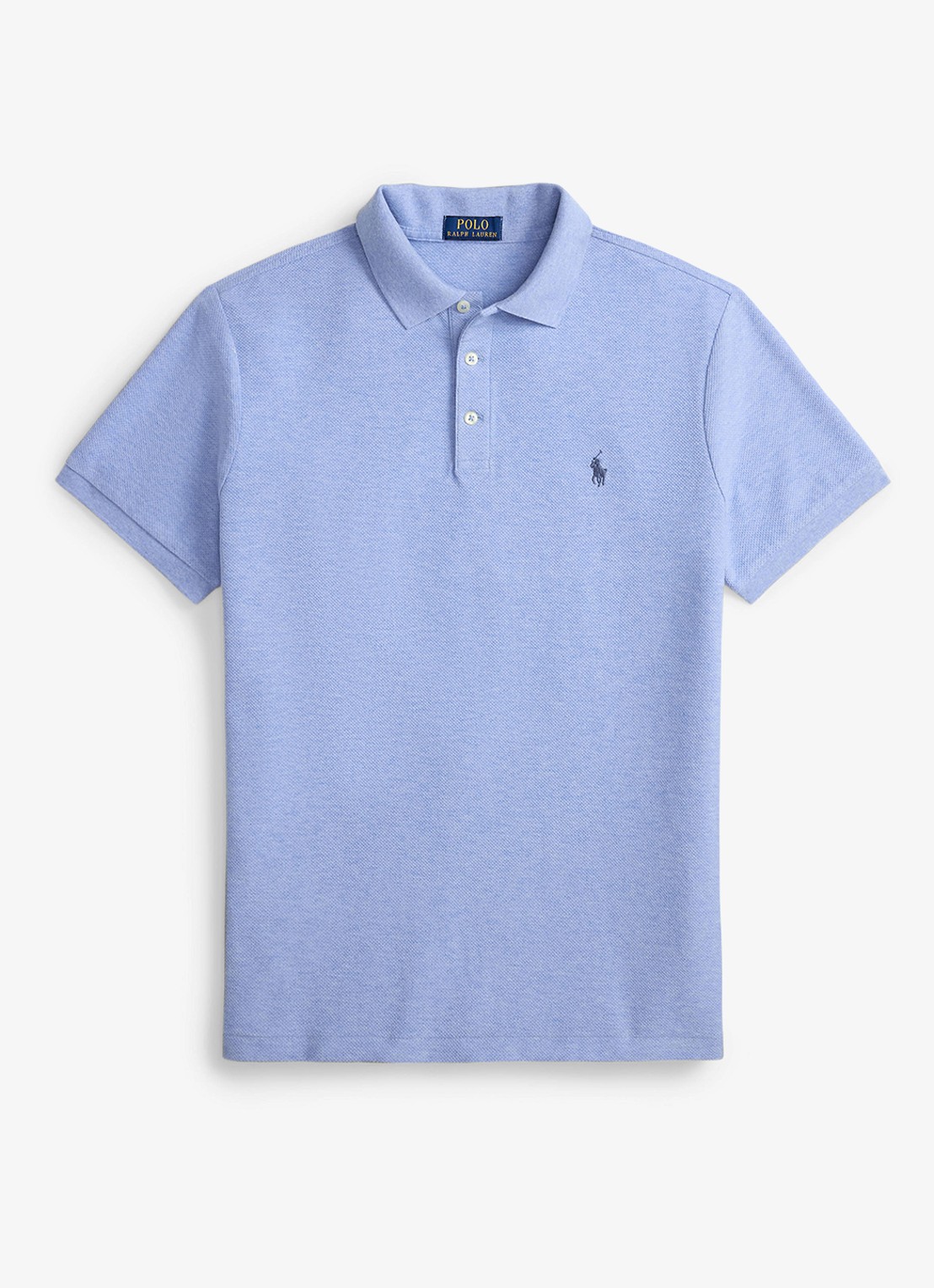 Ralph Lauren Custom slim fit polo met logo - voorkant 2 isle heather / blauw