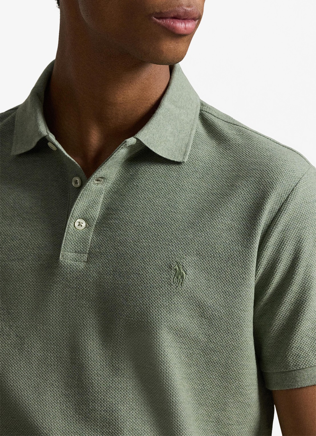 Ralph Lauren Custom slim fit polo met logo - detail 5 greenery heather / groen