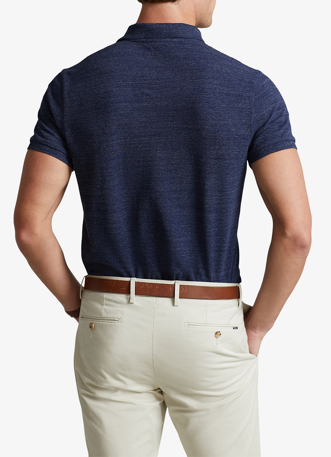 Ralph Lauren Custom slim fit polo met logoborduring - achterkant 3 classic royal heather / blauw