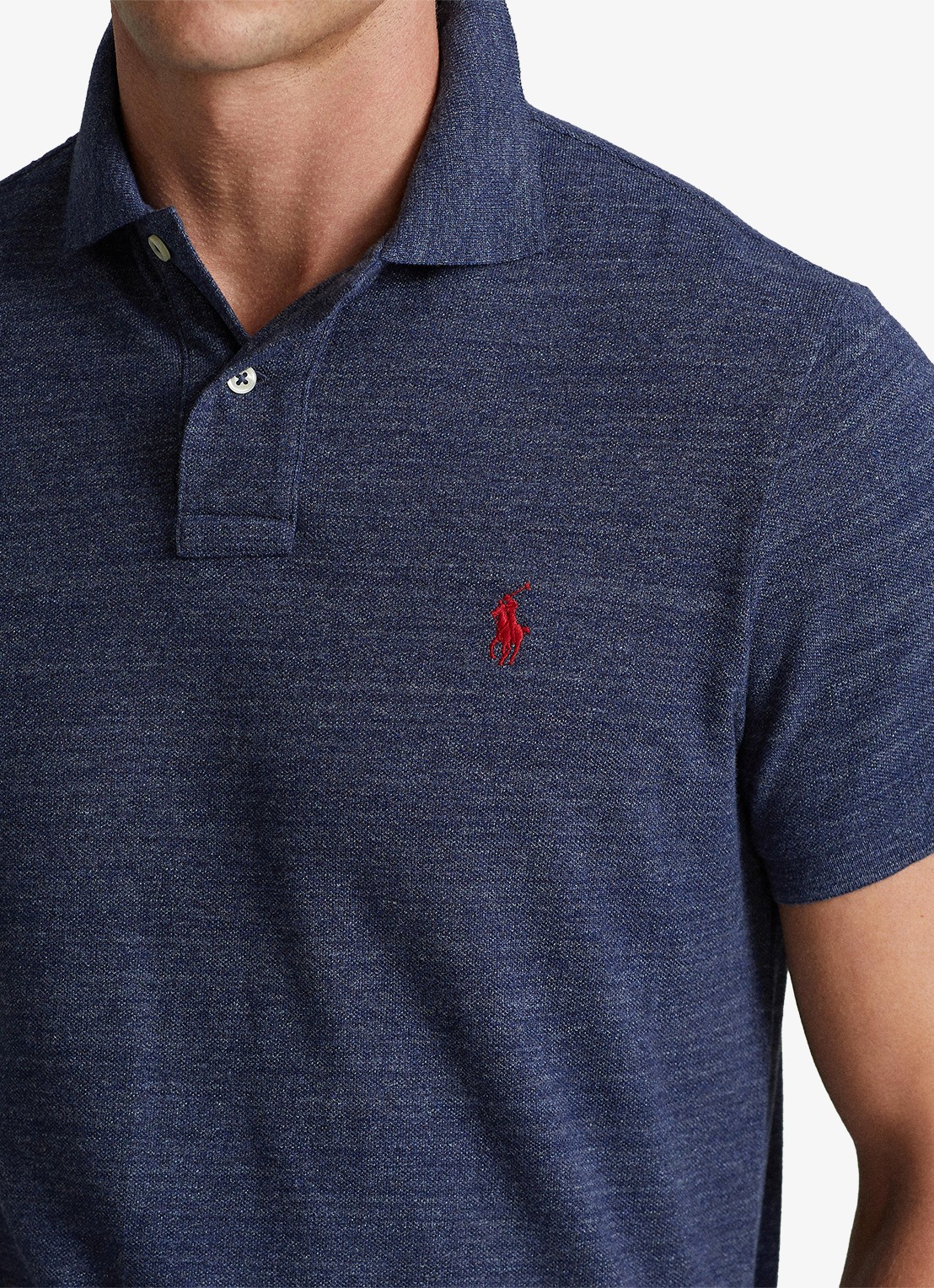 Ralph Lauren Custom slim fit polo met logoborduring - detail 5 classic royal heather / blauw
