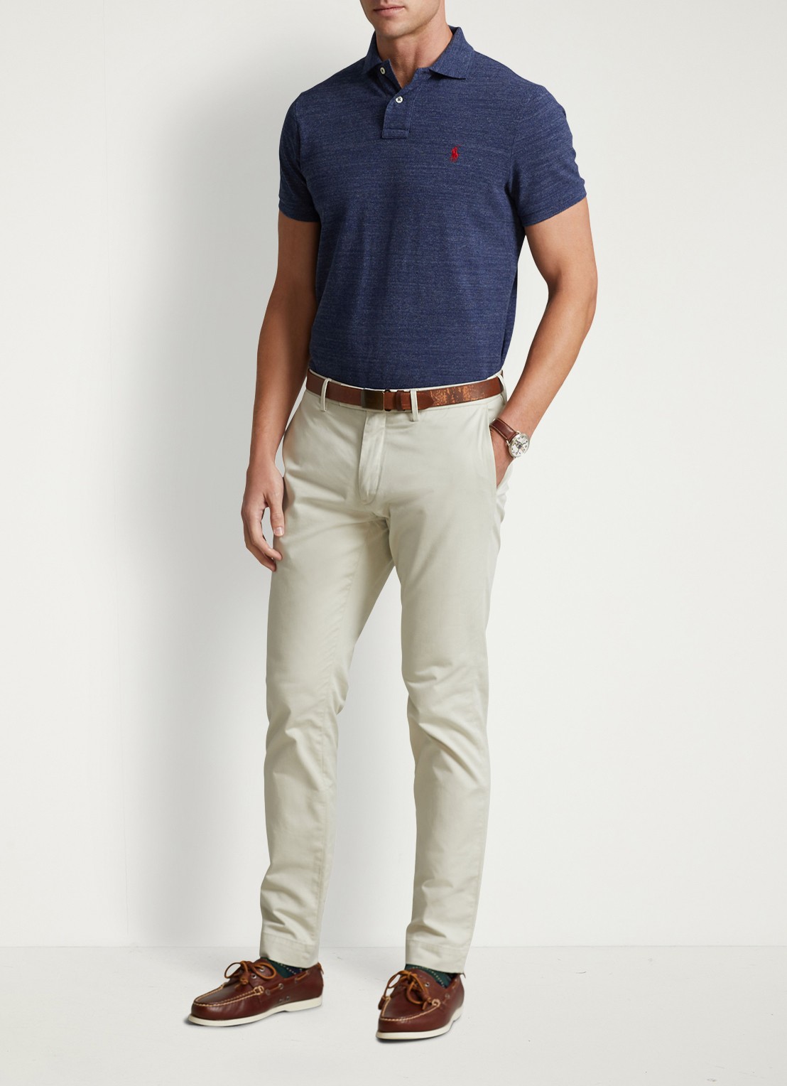 Ralph Lauren Custom slim fit polo met logoborduring - voorkant 2 classic royal heather / blauw