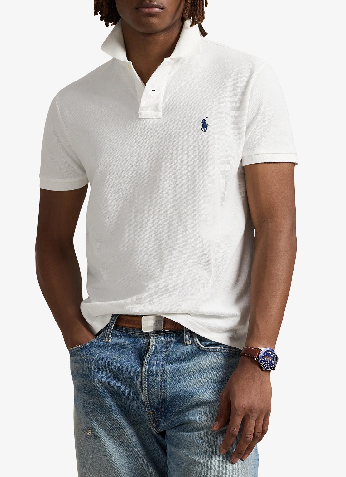 Ralph Lauren Custom slim fit polo met logoborduring - detail 4 white / wit