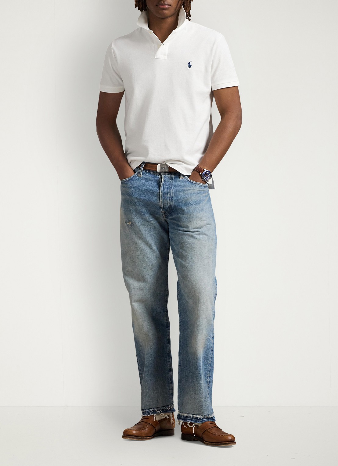 Ralph Lauren Custom slim fit polo met logoborduring - voorkant 2 white / wit