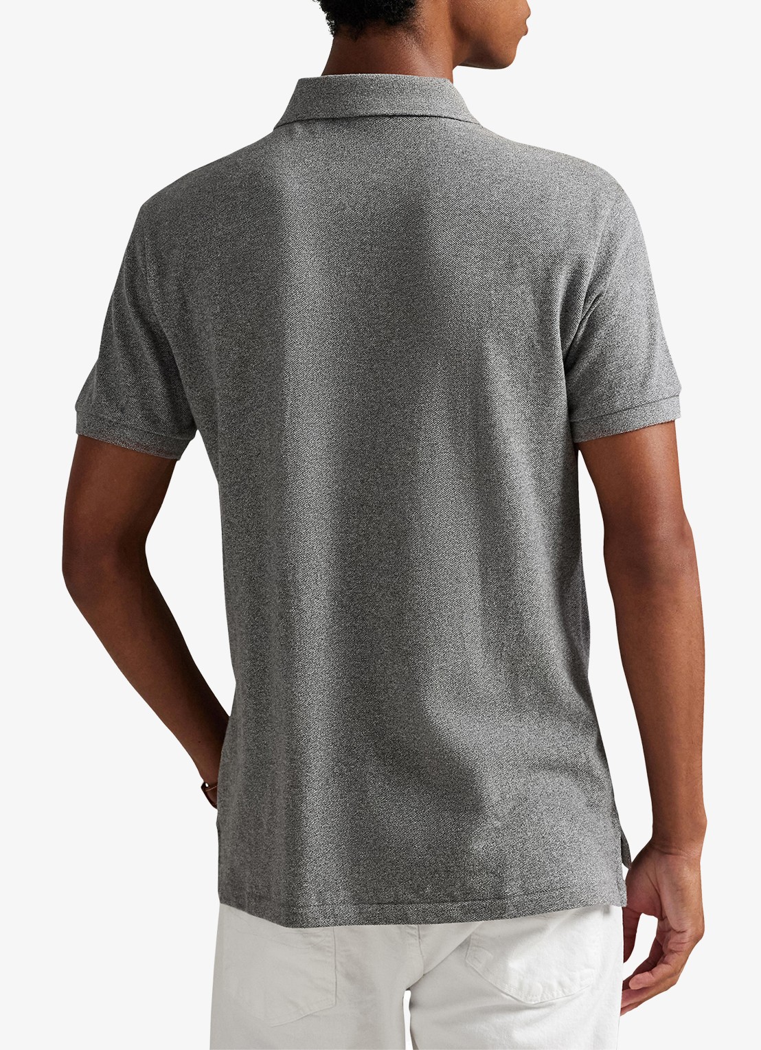 Ralph Lauren Custom slim fit polo met logoborduring - achterkant 3 canterbury heather / grijs