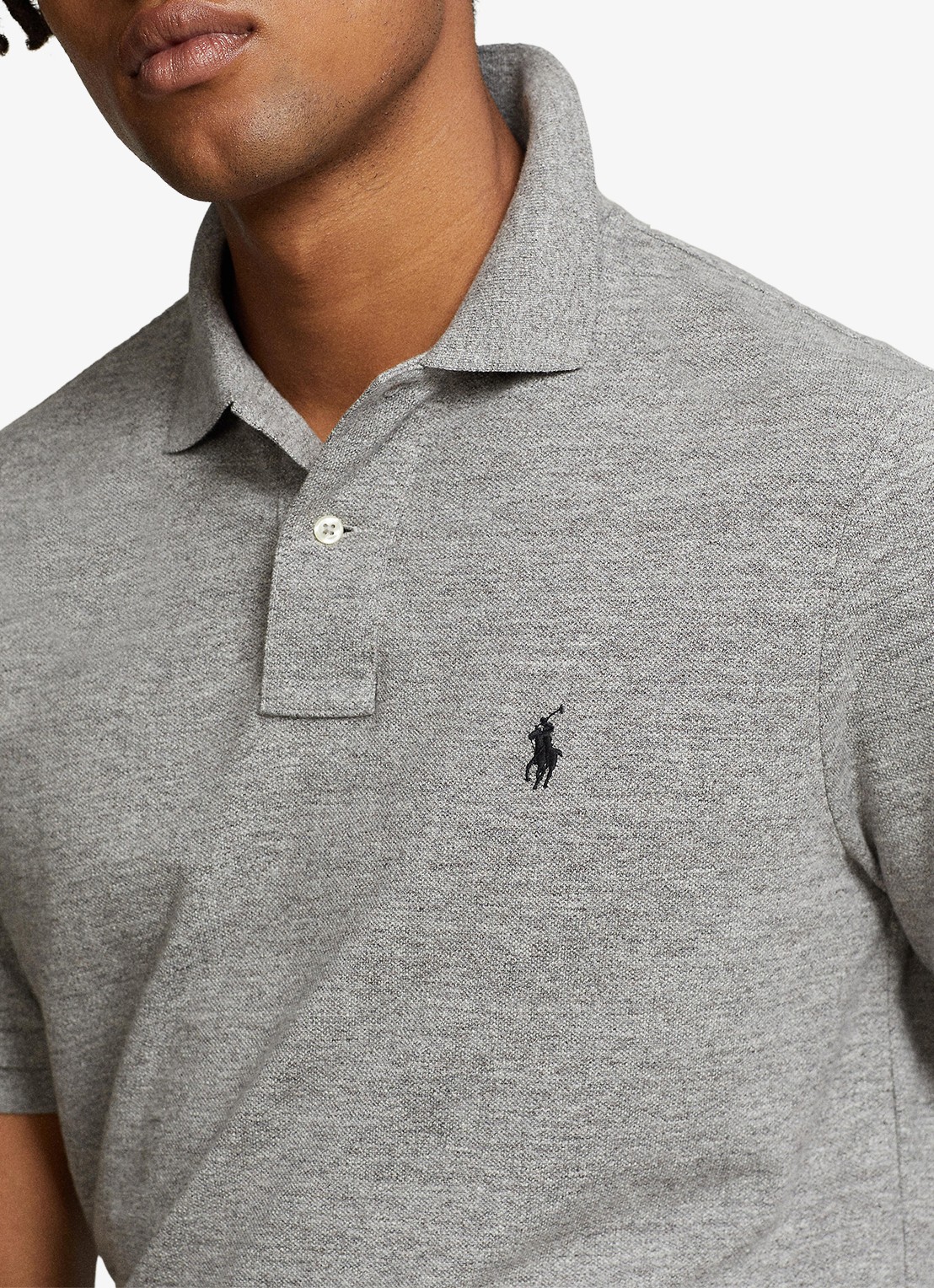Ralph Lauren Custom slim fit polo met logoborduring - detail 2 canterbury heather / grijs
