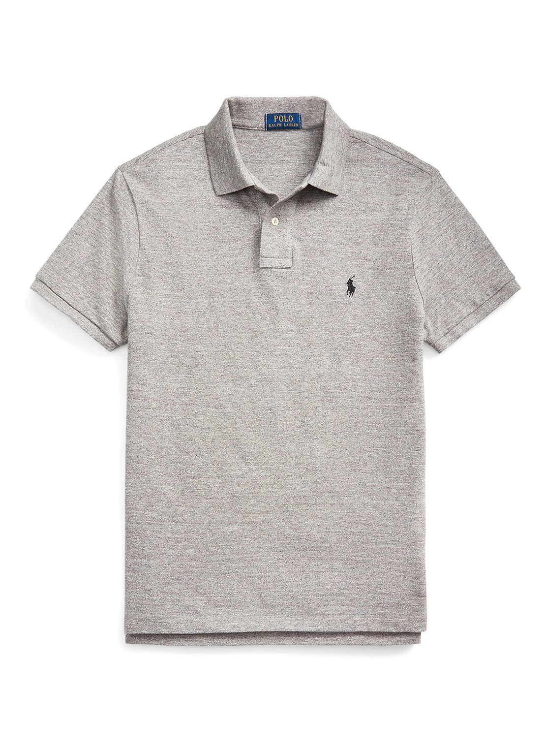 Ralph Lauren Custom slim fit polo met logoborduring - voorkant 4 canterbury heather / grijs