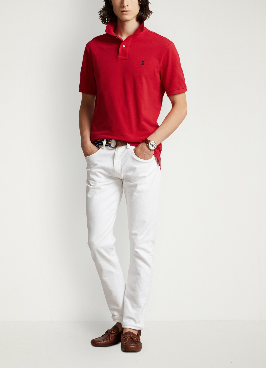 Ralph Lauren Custom slim fit polo met logoborduring - voorkant 3 rl2000 red / rood