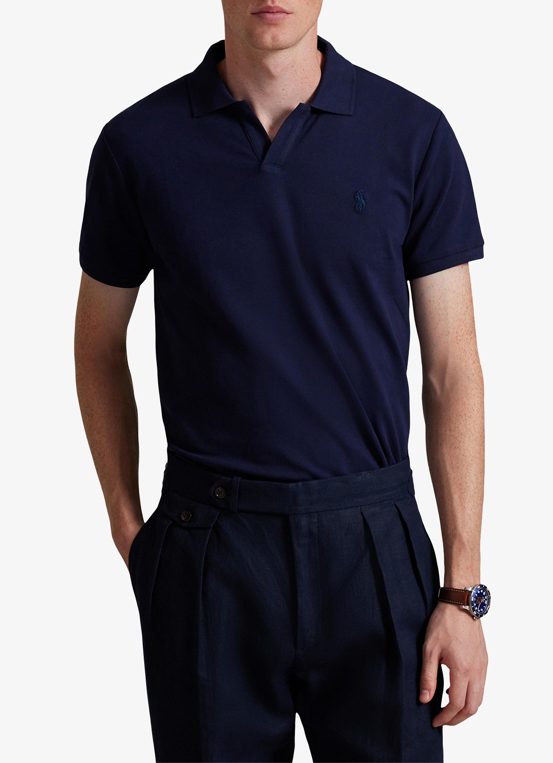 Ralph Lauren Custom slim fit polo met logoborduring - detail 2 refined navy/c7587-3nmc