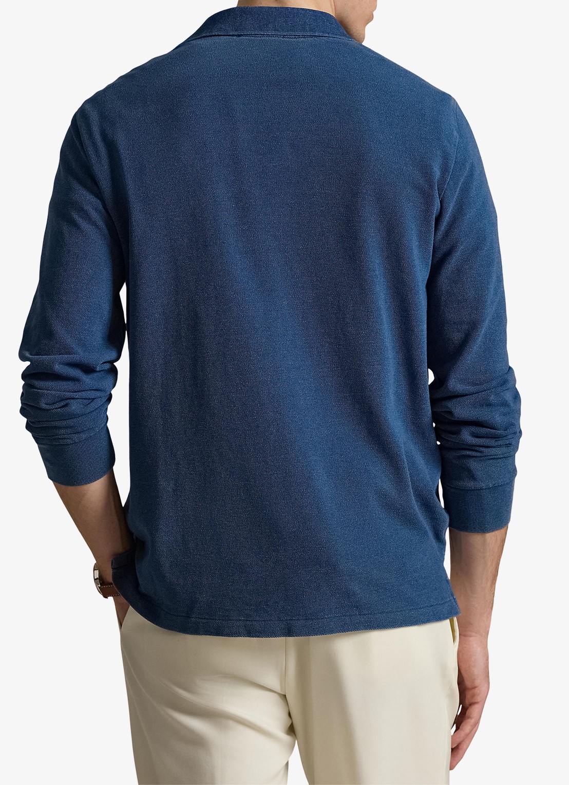 Ralph Lauren Custom slim fit polo met logoborduring - achterkant medium indigo / blauw