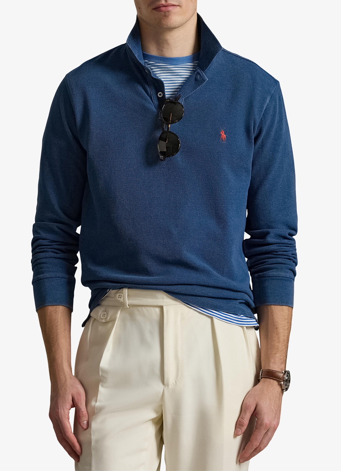 Ralph Lauren Custom slim fit polo met logoborduring - detail 2 medium indigo / blauw