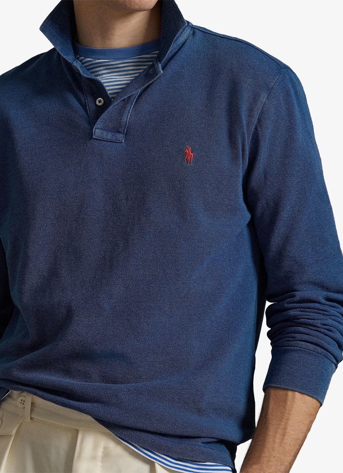 Ralph Lauren Custom slim fit polo met logoborduring - detail 3 medium indigo / blauw