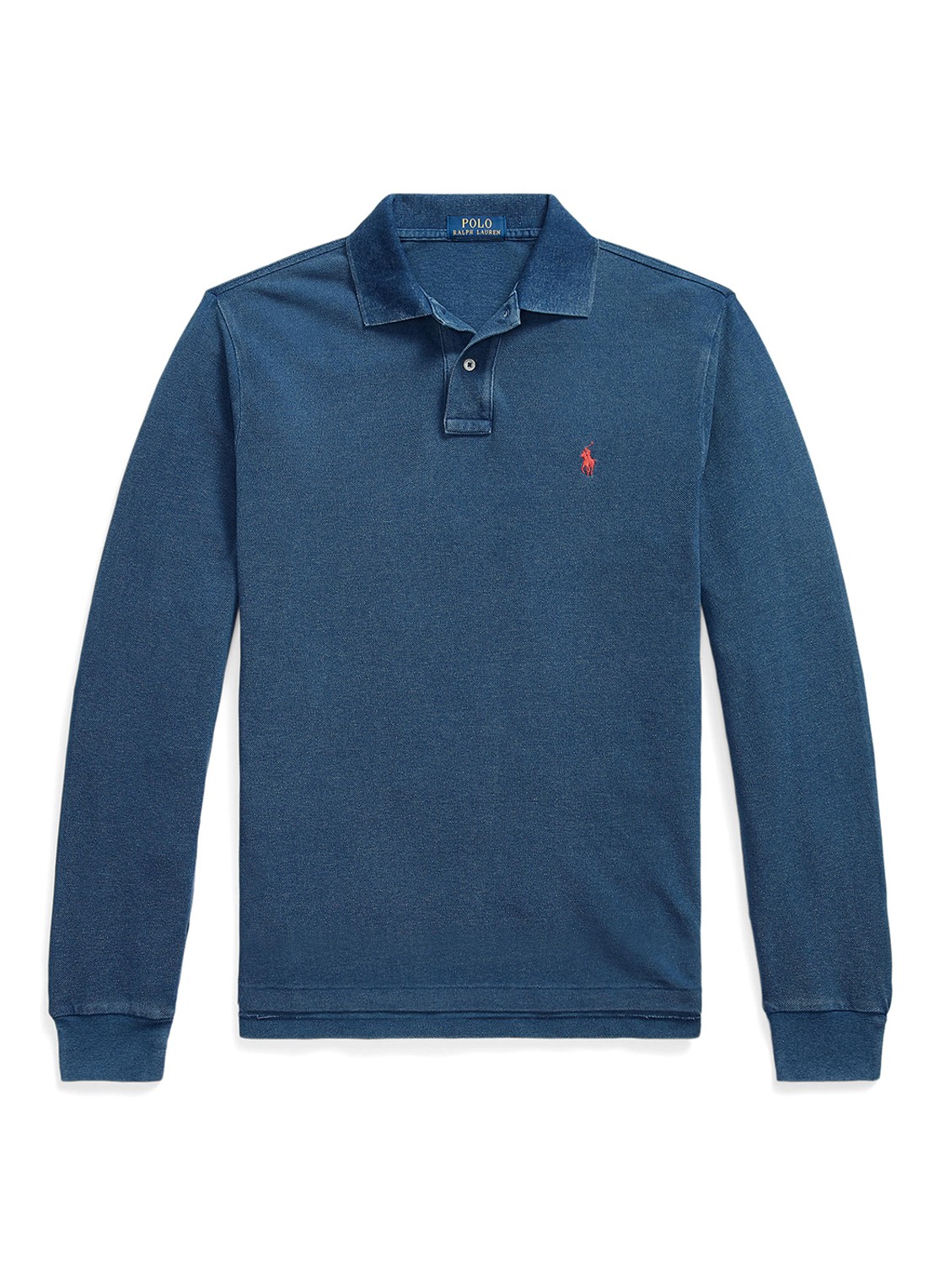 Ralph Lauren Custom slim fit polo met logoborduring - voorkant 4 medium indigo / blauw