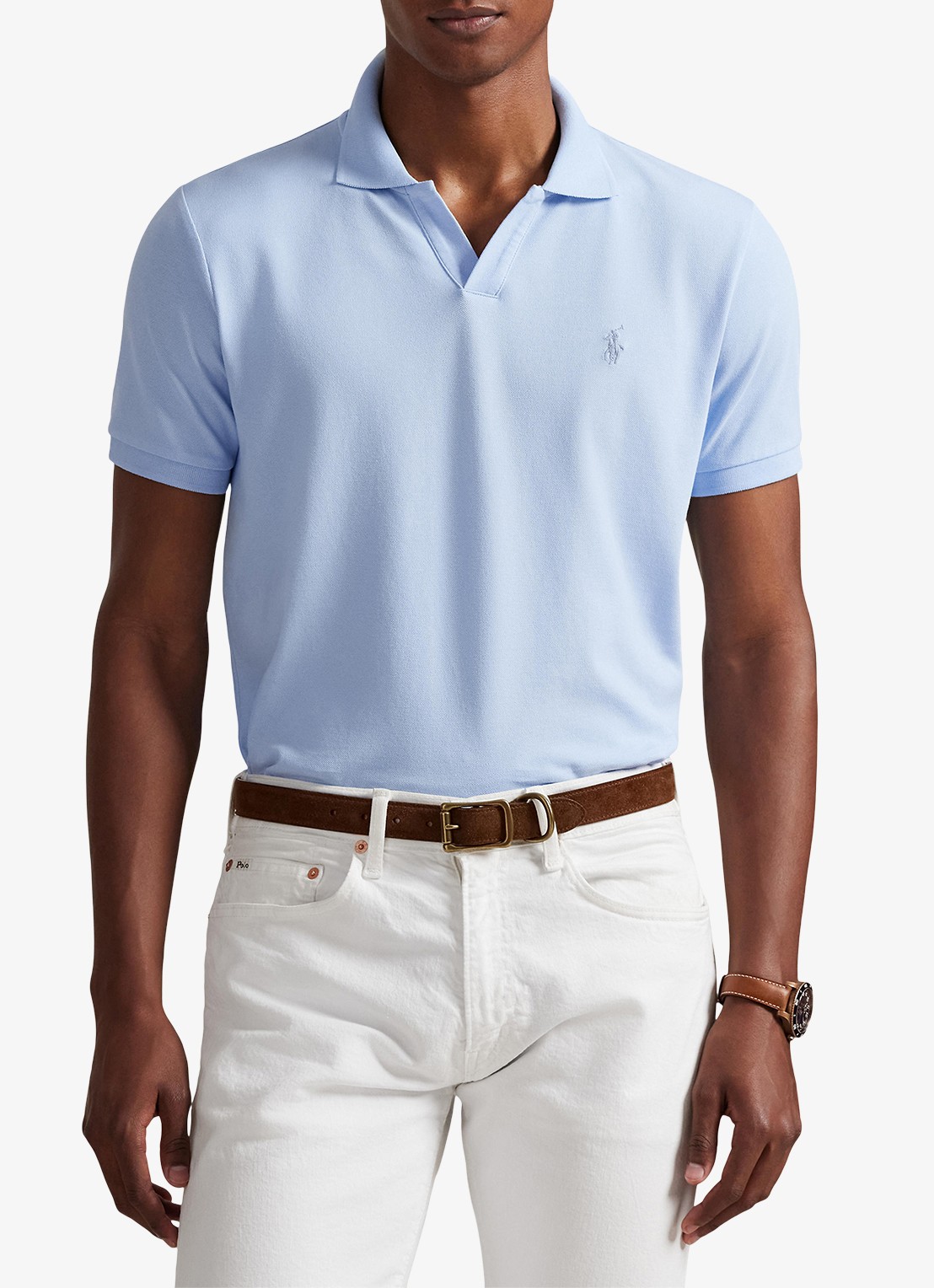 Ralph Lauren Custom slim fit polo met logoborduring - detail 3 office blue/c1714-zxu8