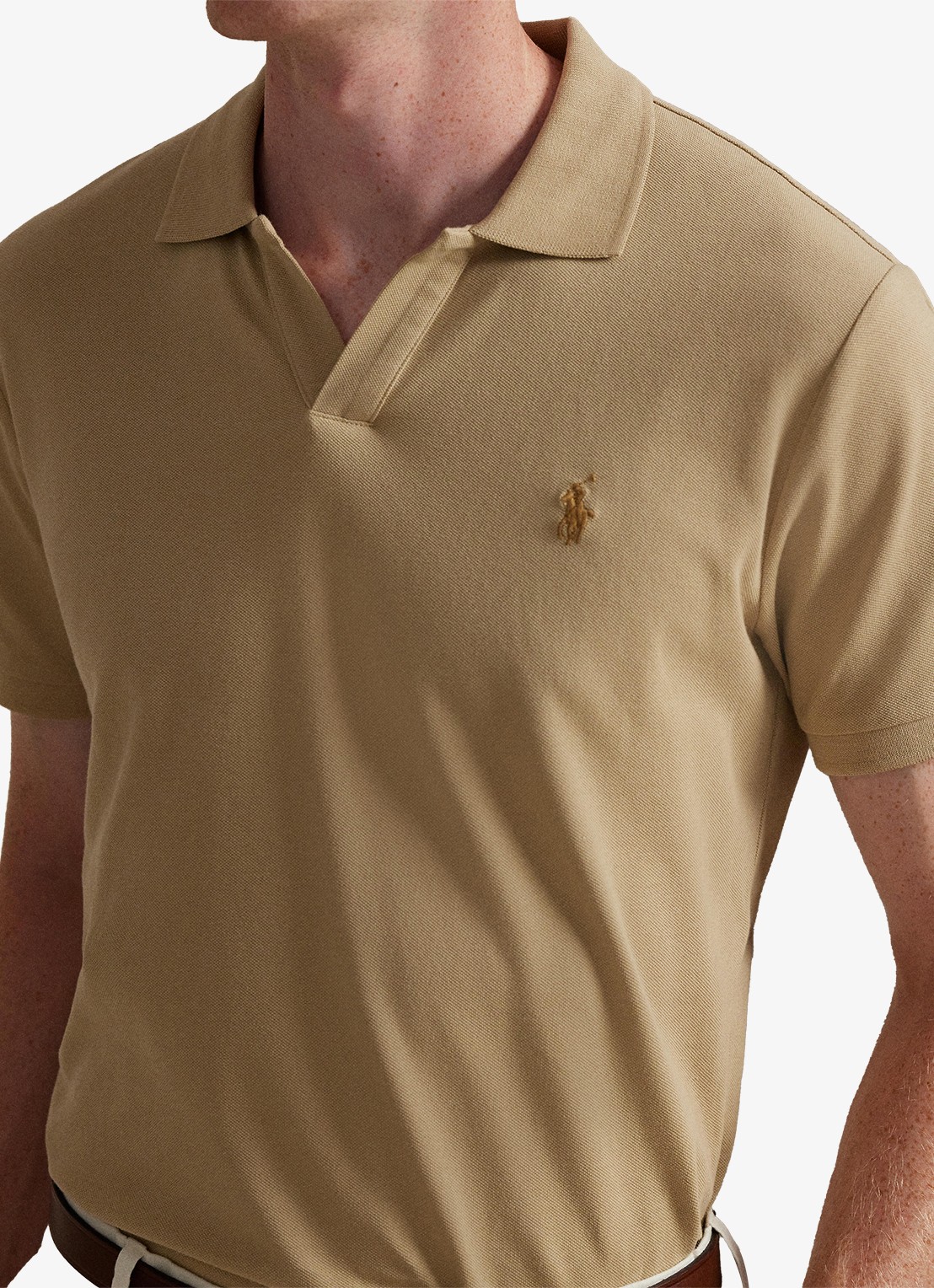 Ralph Lauren Custom slim fit polo met logoborduring - detail 4 coastal beige/c8645-zxu9