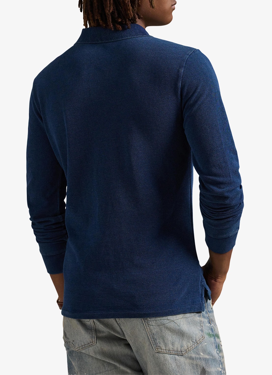 Ralph Lauren Custom slim fit polo met logoborduring - achterkant dark indigo / donkerblauw