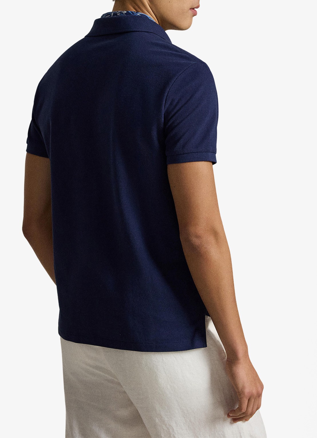 Ralph Lauren Custom slim fit polo met logoborduring - achterkant 5 newport navy / donkerblauw