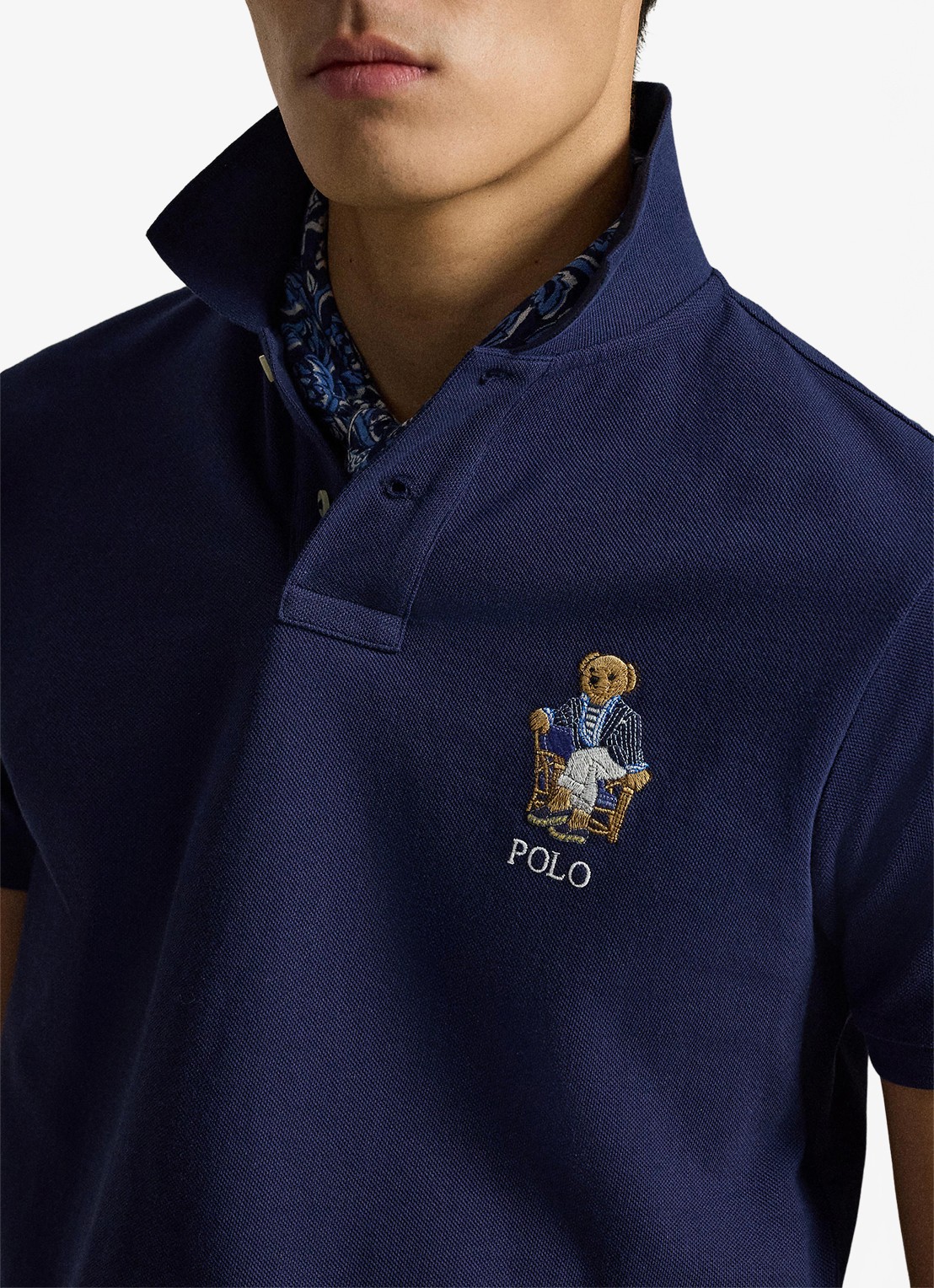 Ralph Lauren Custom slim fit polo met logoborduring - detail 2 newport navy / donkerblauw