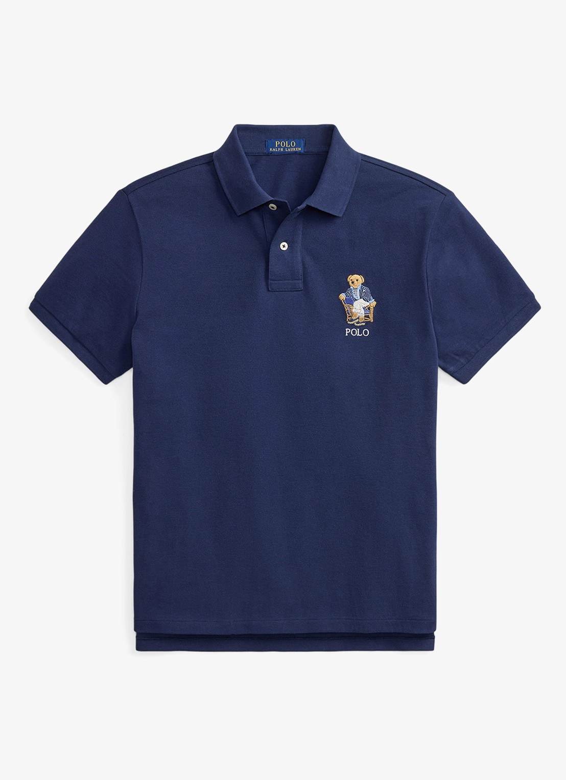 Ralph Lauren Custom slim fit polo met logoborduring - voorkant 3 newport navy / donkerblauw