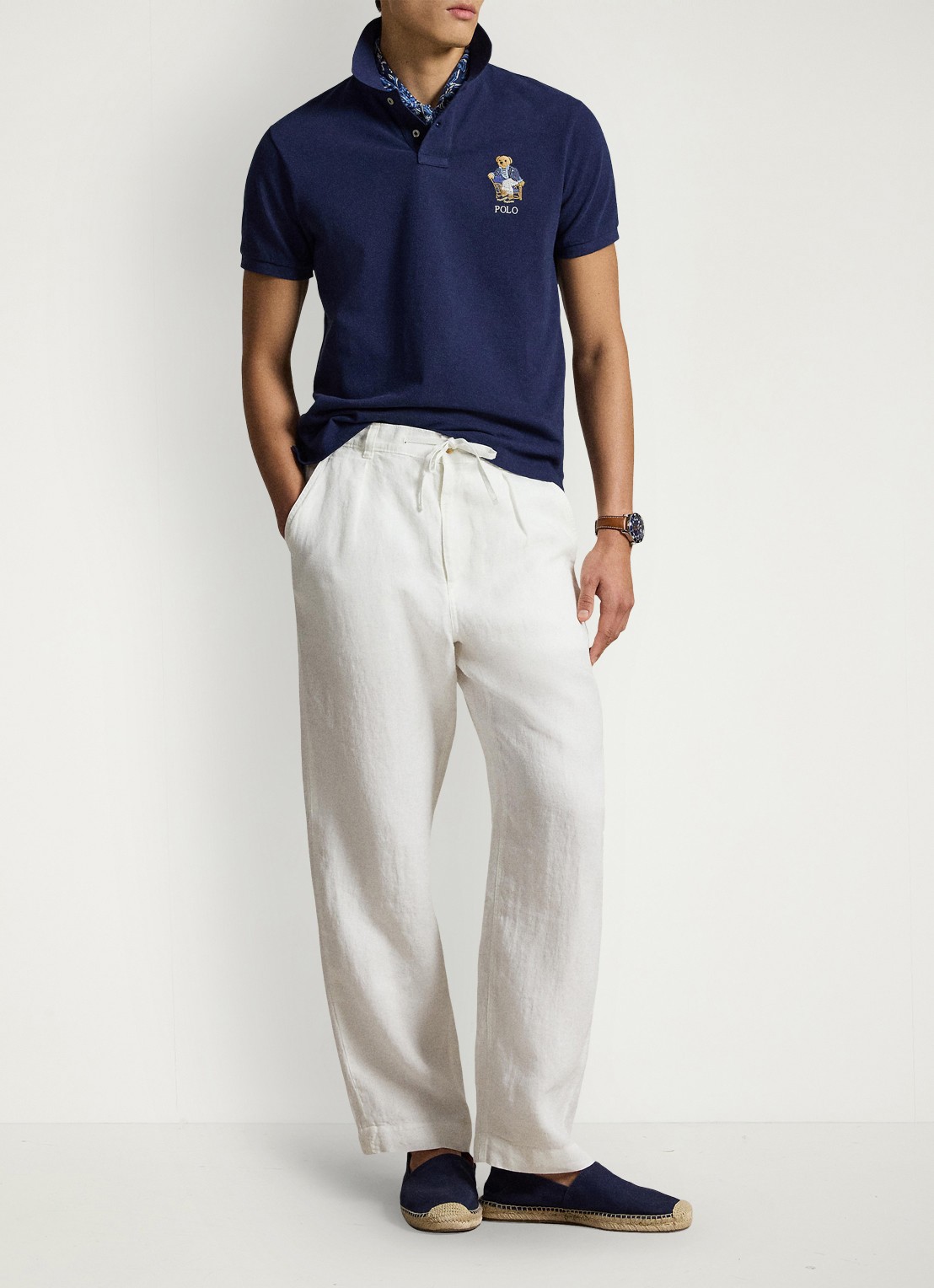 Ralph Lauren Custom slim fit polo met logoborduring - voorkant 4 newport navy / donkerblauw