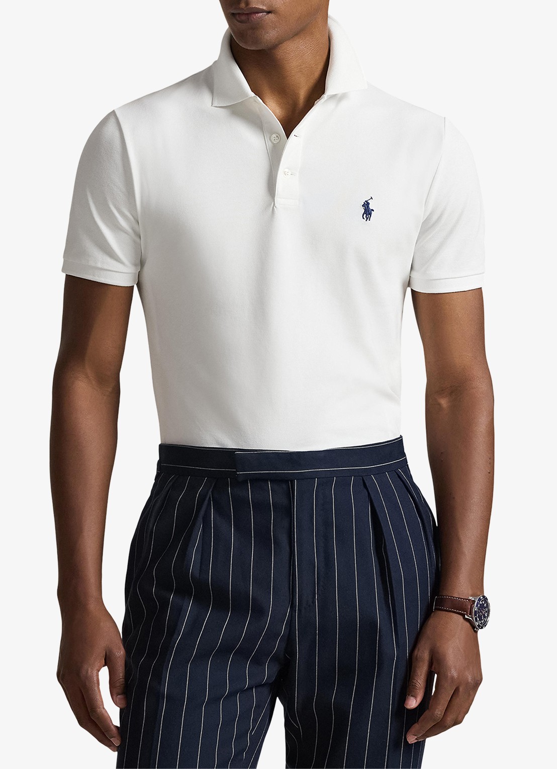 Ralph Lauren Custom slim fit polo met stretch - detail wit
