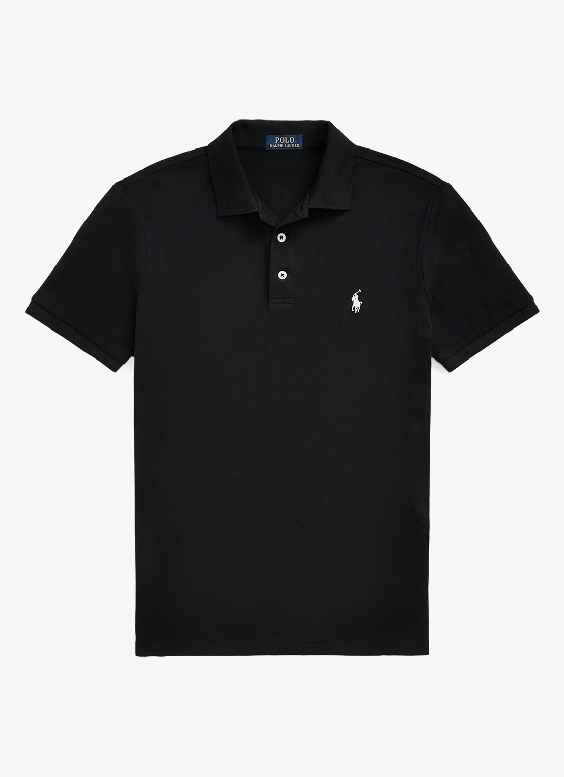 Ralph Lauren Custom slim fit polo met stretch - voorkant 3 polo black / zwart