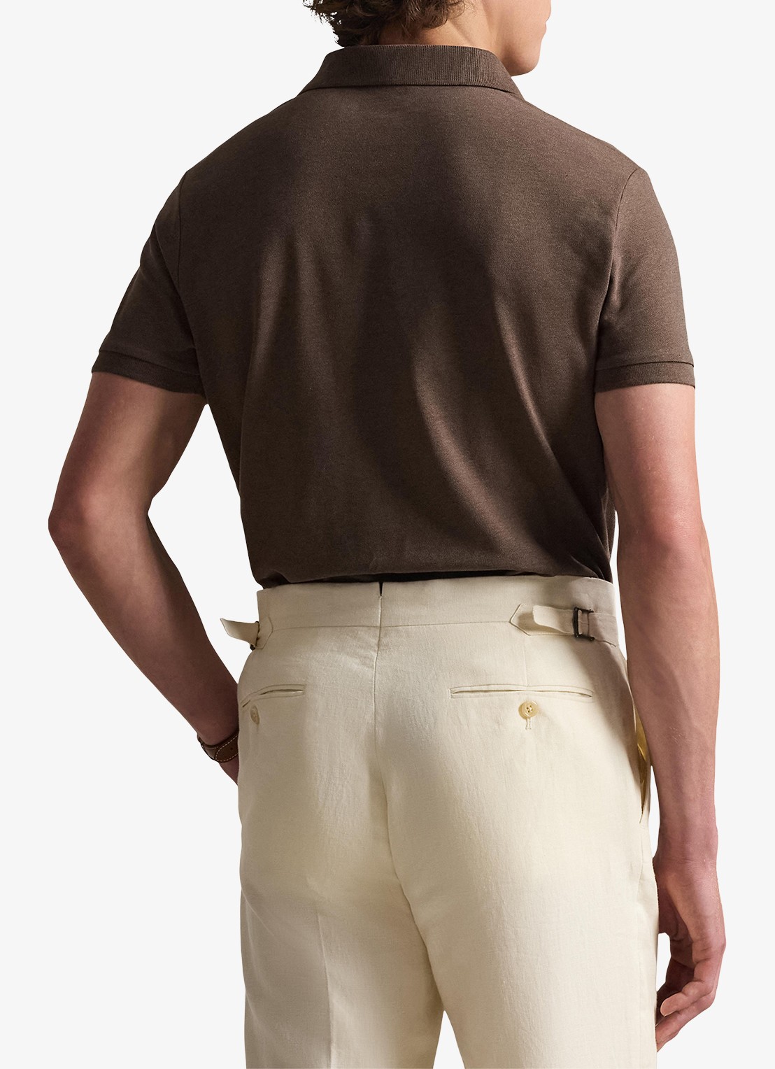 Ralph Lauren Custom slim fit polo met stretch - achterkant 3 donkerbruin