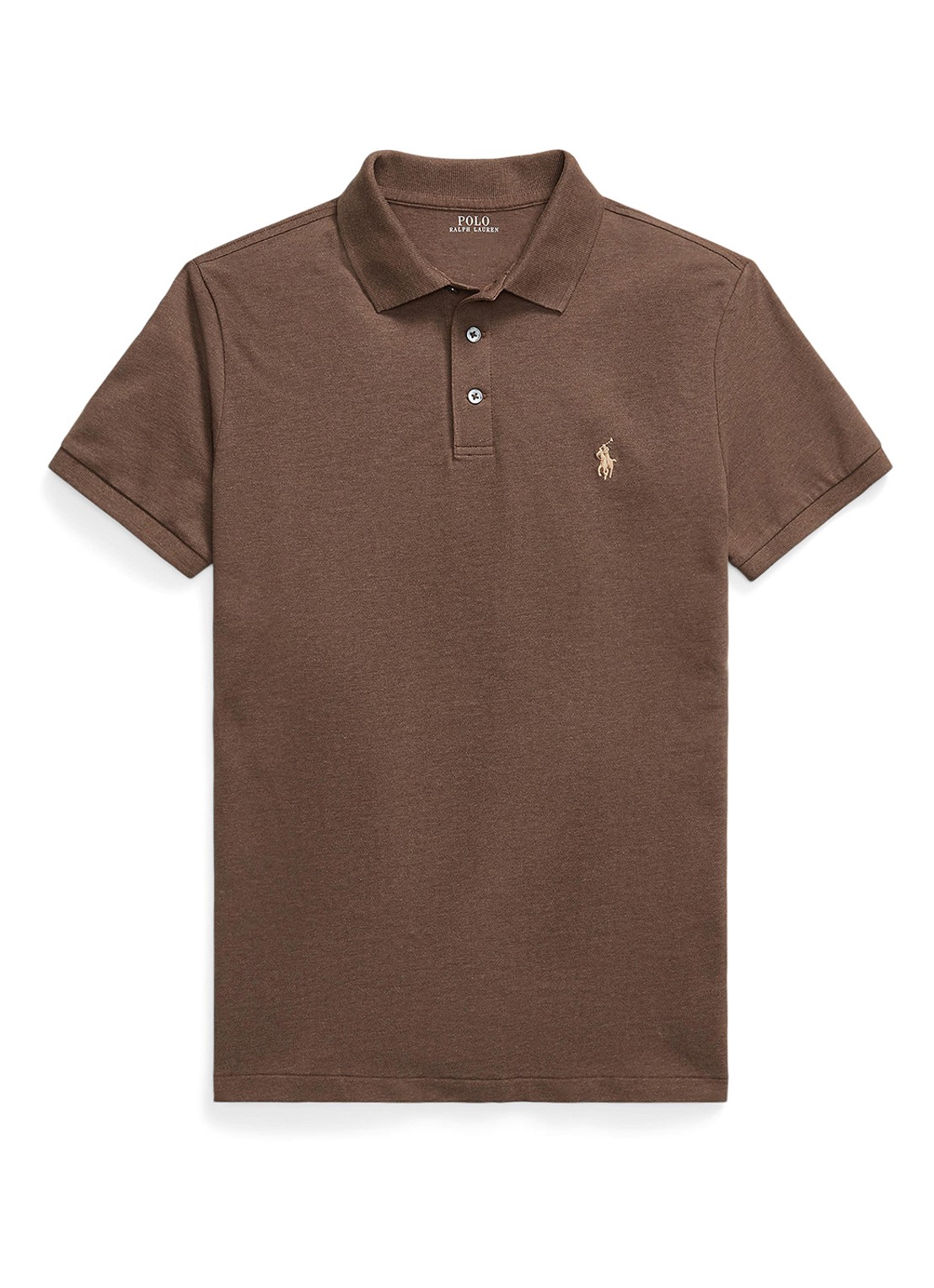 Ralph Lauren Custom slim fit polo met stretch - voorkant donkerbruin