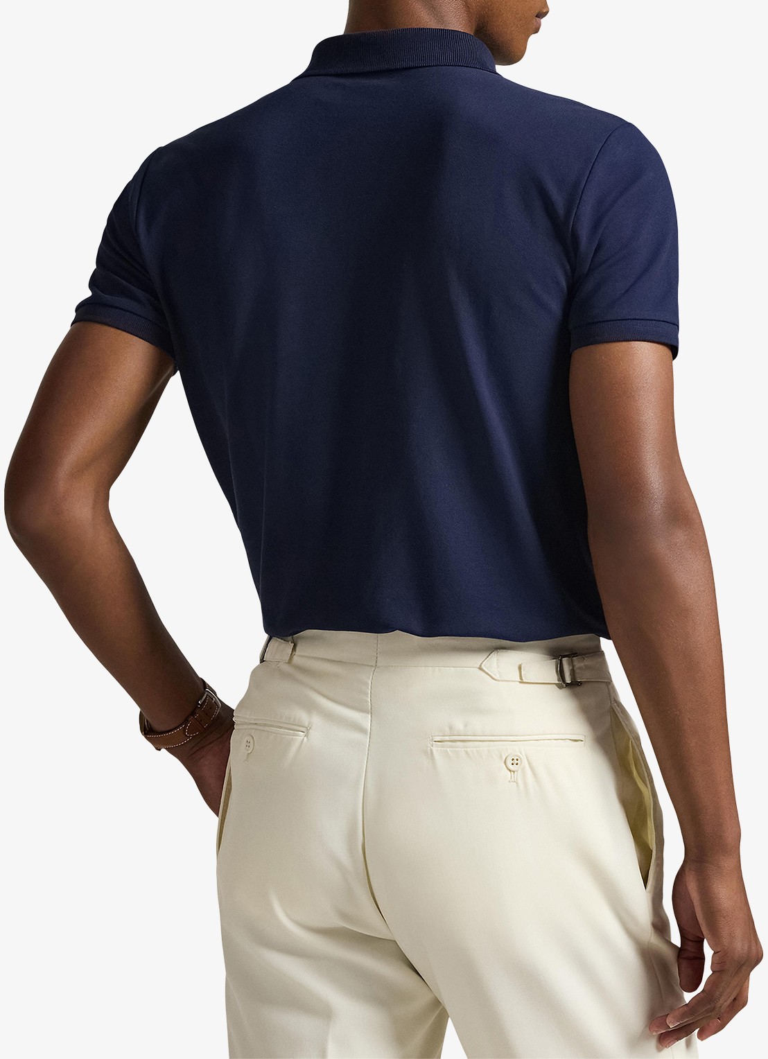 Ralph Lauren Custom slim fit polo met stretch - achterkant 3 refined navy / donkerblauw