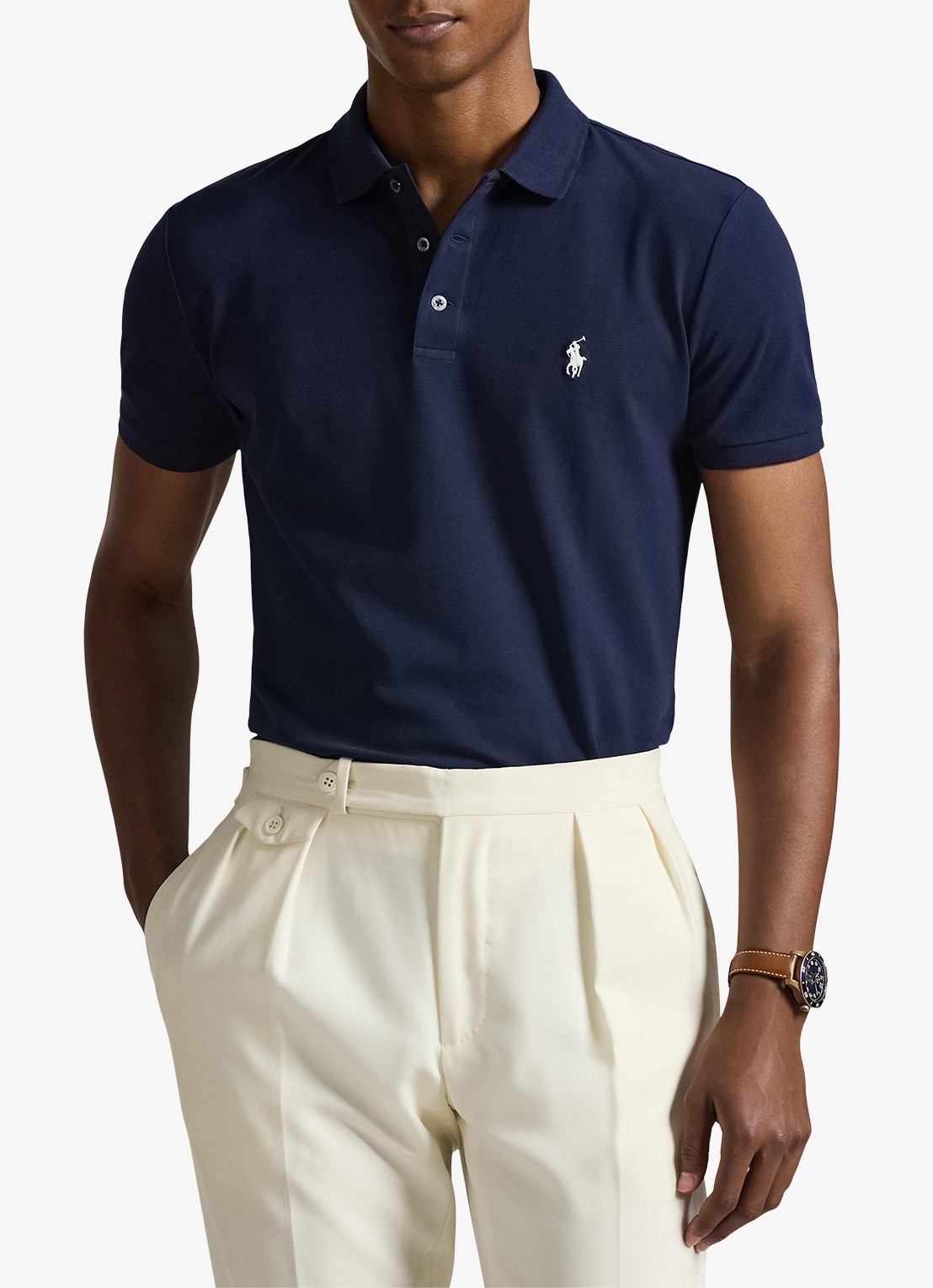 Ralph Lauren Custom slim fit polo met stretch - detail 4 refined navy / donkerblauw