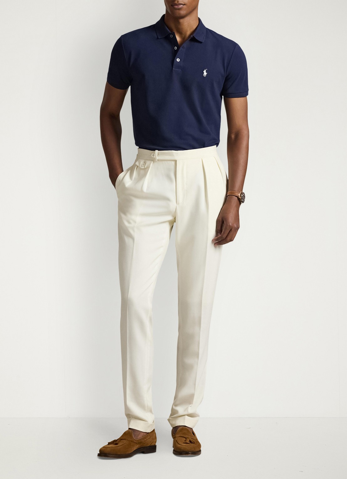 Ralph Lauren Custom slim fit polo met stretch - voorkant 2 refined navy / donkerblauw