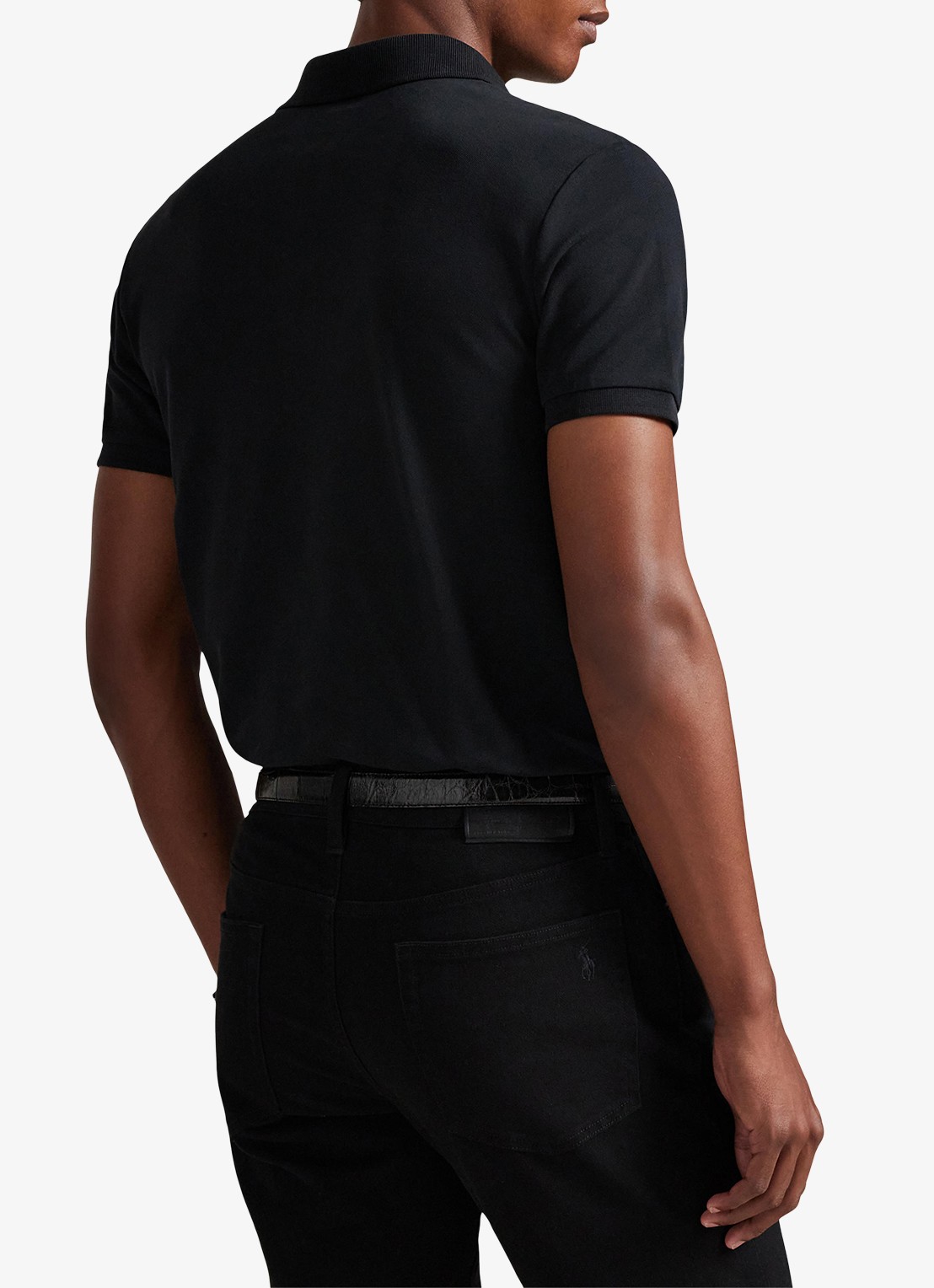 Ralph Lauren Custom slim fit polo met stretch - achterkant polo black/smoke / zwart