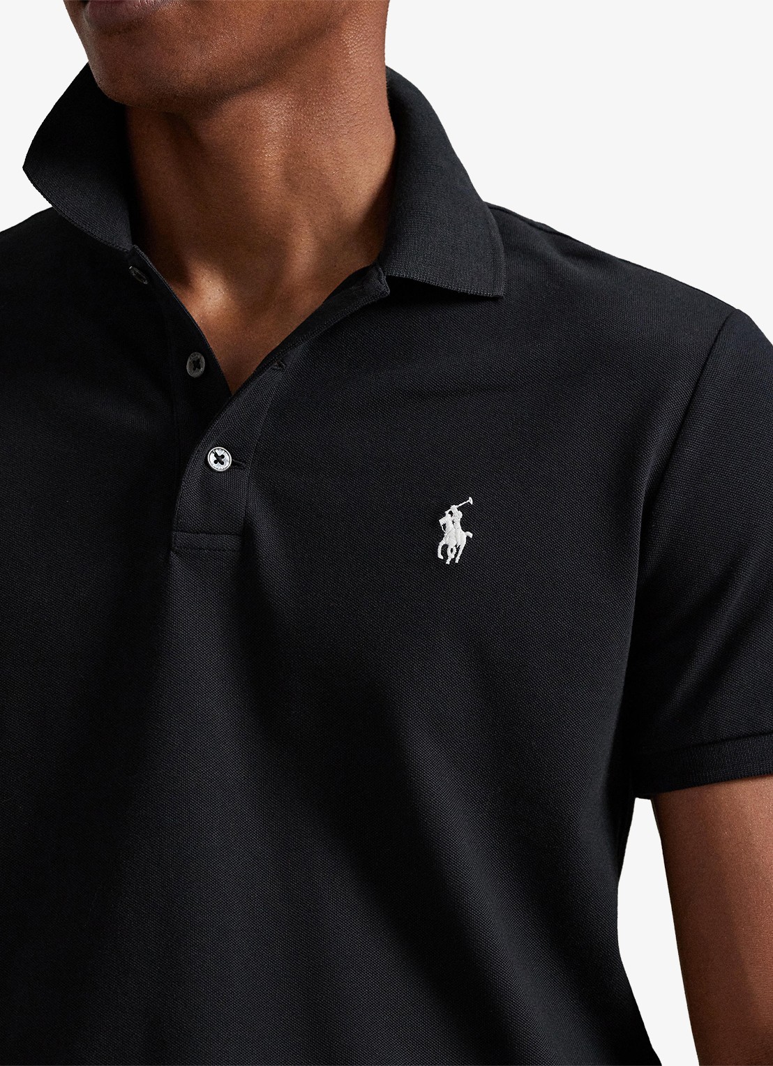 Ralph Lauren Custom slim fit polo met stretch - detail 5 polo black/smoke / zwart