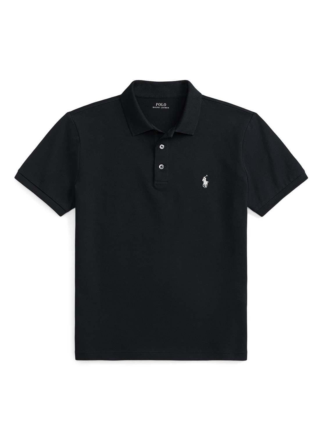 Ralph Lauren Custom slim fit polo met stretch - voorkant 2 polo black/smoke / zwart