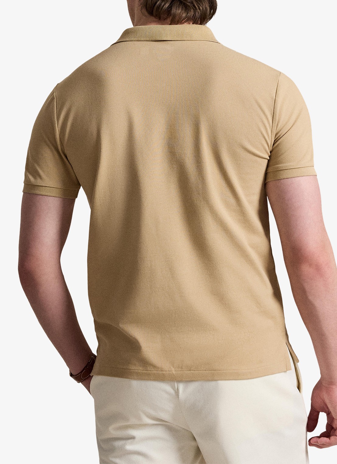 Ralph Lauren Custom slim fit polo met stretch - achterkant 3 vintage khaki / khaki